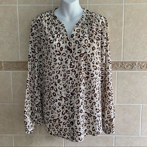 Laura Scott Cheetah Animal print top brown tan